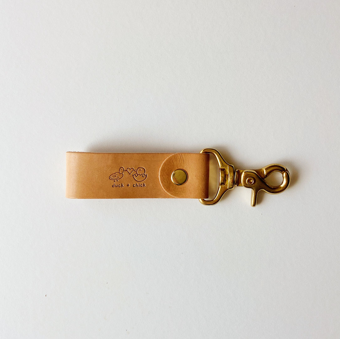 Leather Keychain - duck + chick